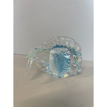 SCULTURA VETRO Murano SOMMERSO PESCE BLU AZZURRO ITALIA GLASS FISH PAGLIUZZE ARG