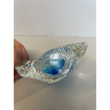 SCULTURA VETRO Murano SOMMERSO PESCE BLU AZZURRO ITALIA GLASS FISH PAGLIUZZE ARG