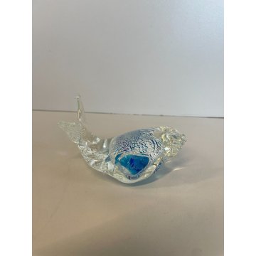 SCULTURA VETRO Murano SOMMERSO PESCE BLU AZZURRO ITALIA GLASS FISH PAGLIUZZE ARG