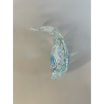 SCULTURA VETRO Murano SOMMERSO PESCE BLU AZZURRO ITALIA GLASS FISH PAGLIUZZE ARG