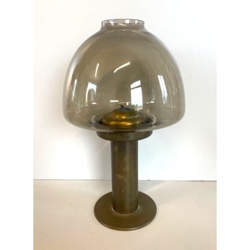 ANTICO LANTERNA HANS AGNE JAKOBSSON L 102 LUME LAMPADA VINTAGE OTTONE VETRO NERO