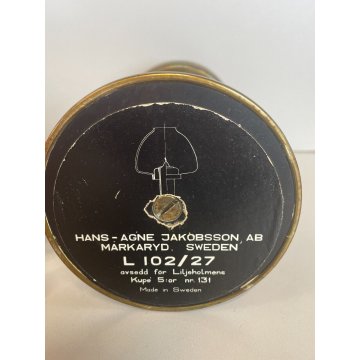 ANTICO LANTERNA HANS AGNE JAKOBSSON L 102 LUME LAMPADA VINTAGE OTTONE VETRO NERO