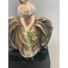 DAMA CACCIAPUOTI PORCELLANA SCULTURA FIGURA DONNA FIRMATA ITALY ANNI '50 FIORI
