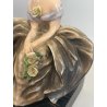 DAMA CACCIAPUOTI PORCELLANA SCULTURA FIGURA DONNA FIRMATA ITALY ANNI '50 FIORI