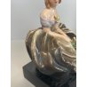 DAMA CACCIAPUOTI PORCELLANA SCULTURA FIGURA DONNA FIRMATA ITALY ANNI '50 FIORI