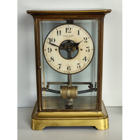 ANTICO OROLOGIO PENDOLO Bulle Clock FRANCE epoca XX sec ELETTROMECCANICO ottone