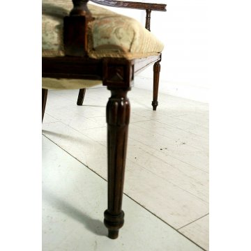 PANCA PANCHETTA STILE BAROCCO BANQUETTE BENCH LEGNO NOCE DIVANETTO 2 POSTI '900