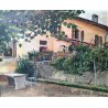 ANTICO QUADRO DIPINTO OLIO TAVOLA CASA CAMPAGNA CASOLARE EPOCA 1900 CORNICE ARTE