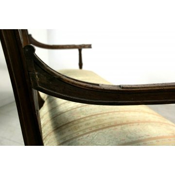 PANCA PANCHETTA STILE BAROCCO BANQUETTE BENCH LEGNO NOCE DIVANETTO 2 POSTI '900