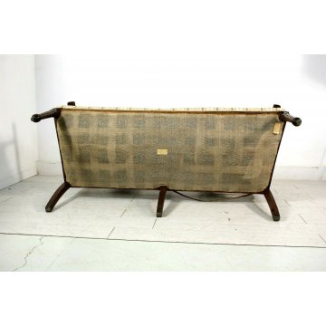 PANCA PANCHETTA STILE BAROCCO BANQUETTE BENCH LEGNO NOCE DIVANETTO 2 POSTI '900