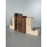 COPPIA FERMA LIBRI TRAVERTINO SCULTURA VINTAGE DESIGN ATTR. F.lli MANNELLI '70s
