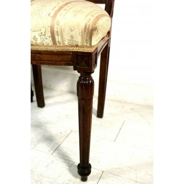 GRUPPO 4 SEDIE SALA SALOTTO LEGNO NOCE INTAGLIATE IMBOTTITE STILE BAROCCO '900