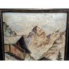 ANTICO QUADRO Schade OLIO TELA dipinto MONTAGNA ALPI baite WALSER cornice 1900