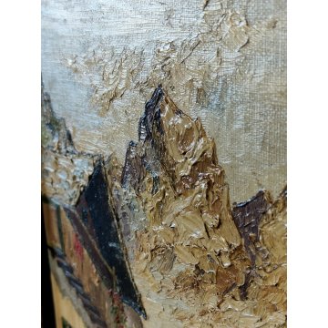 ANTICO QUADRO Schade OLIO TELA dipinto MONTAGNA ALPI baite WALSER cornice 1900