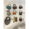 ANTICO RARO LOTTO 9 LUCCHETTO ferro battuto serratura FORZIERE epoca 800/900 KEY