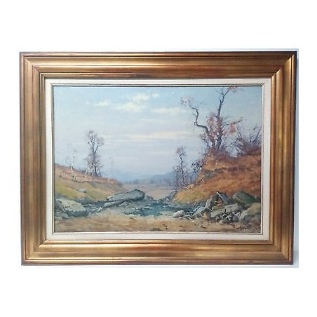 QUADRO PAESAGGIO ARTINO GIROLDI TORRENTE MONTAGNA INVORIO LAGO MAGGIORE DIPINTO