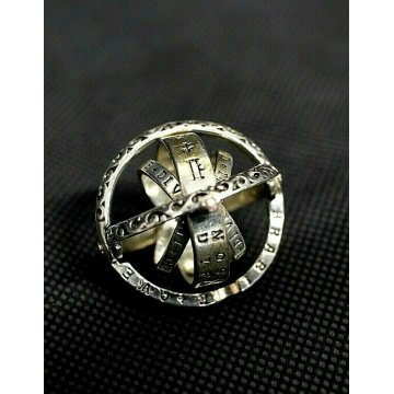 ANELLO SFERA CELESTE ARMILLARE ASTRONOMICO ARGENTO VINTAGE RETRO' SILVER RING 