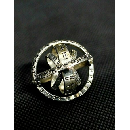 ANELLO SFERA CELESTE ARMILLARE ASTRONOMICO ARGENTO VINTAGE RETRO' SILVER RING 