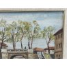COPPIA ANTICO DIPINTO OLIO TAVOLA epoca 1900 VECCHIA MILANO Naviglio FIRMATO