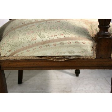 COPPIA POLTRONCINE SALA SALOTTO LEGNO NOCE INTAGLIATE STILE BAROCCO '800/'900