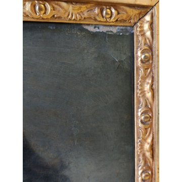 ANTICO QUADRO OLIO TELA epoca 1800 RITRATTO NOBILUOMO CORNICE ORO SOLDATO CONTE