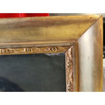 ANTICO QUADRO OLIO TELA epoca 1800 RITRATTO NOBILUOMO CORNICE ORO SOLDATO CONTE