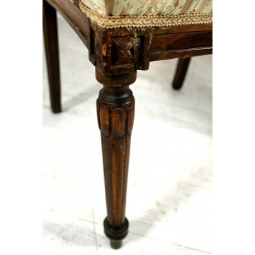 COPPIA POLTRONCINE SALA SALOTTO LEGNO NOCE INTAGLIATE STILE BAROCCO '800/'900