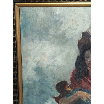 Beppe Ciardi QUADRO DIPINTO olio tavola UNA TROVATELLA Copia d'Autore EPOCA '900