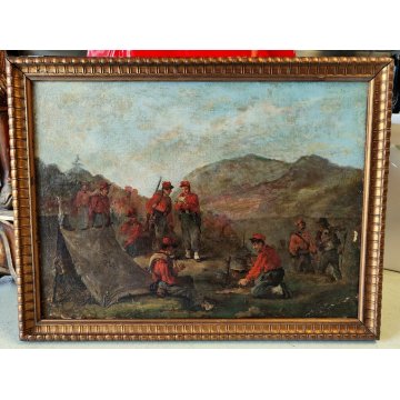 ANTICO QUADRO OLIO TELA attr. G. Campi DIPINTO Campagna 1866 Garibaldi ITALIA