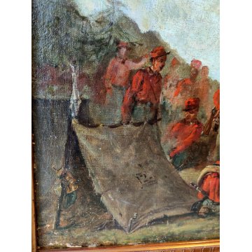 ANTICO QUADRO OLIO TELA attr. G. Campi DIPINTO Campagna 1866 Garibaldi ITALIA