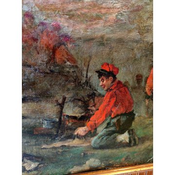 ANTICO QUADRO OLIO TELA attr. G. Campi DIPINTO Campagna 1866 Garibaldi ITALIA