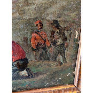 ANTICO QUADRO OLIO TELA attr. G. Campi DIPINTO Campagna 1866 Garibaldi ITALIA