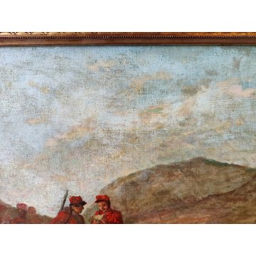 ANTICO QUADRO OLIO TELA attr. G. Campi DIPINTO Campagna 1866 Garibaldi ITALIA