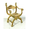 ANTICA SEDIA SAVONAROLA DANTESCA ARMCHAIR CHAIR GILDED LEGNO FOGLIA ORO DECORO