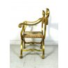 ANTICA SEDIA SAVONAROLA DANTESCA ARMCHAIR CHAIR GILDED LEGNO FOGLIA ORO DECORO