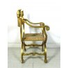 ANTICA SEDIA SAVONAROLA DANTESCA ARMCHAIR CHAIR GILDED LEGNO FOGLIA ORO DECORO