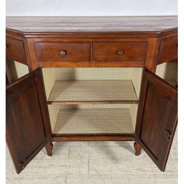 ANTICA CREDENZA TOSCANA LEGNO NOCE MASSELLO SCANTONATA 1800 MADIA DISPENSA EPOCA