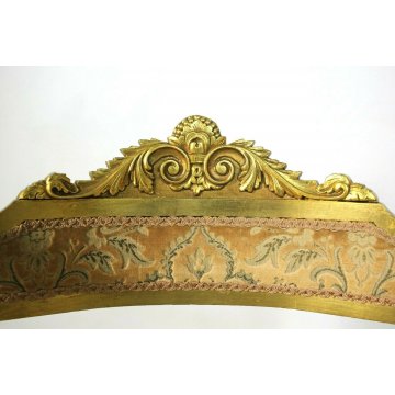 ANTICA SEDIA SAVONAROLA DANTESCA ARMCHAIR CHAIR GILDED LEGNO FOGLIA ORO DECORO
