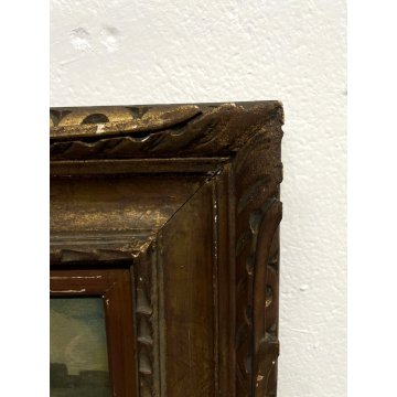 ANTICO QUADRO DIPINTO OLIO SCENA Battaglia CAVALIERI CAVALLI BANDIERA ROSSA '800