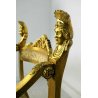 ANTICA SEDIA SAVONAROLA DANTESCA ARMCHAIR CHAIR GILDED LEGNO FOGLIA ORO DECORO