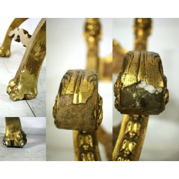 ANTICA SEDIA SAVONAROLA DANTESCA ARMCHAIR CHAIR GILDED LEGNO FOGLIA ORO DECORO