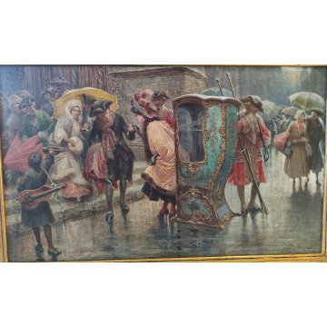 ANTICO QUADRO OLIO TAVOLA epoca 800 DIPINTO R. Armenise PORTANTINA 1700 Barocco