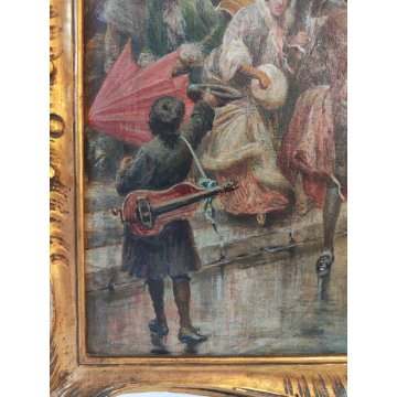 ANTICO QUADRO OLIO TAVOLA epoca 800 DIPINTO R. Armenise PORTANTINA 1700 Barocco