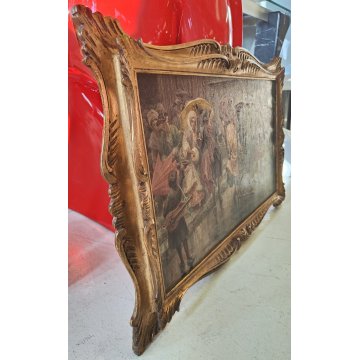 ANTICO QUADRO OLIO TAVOLA epoca 800 DIPINTO R. Armenise PORTANTINA 1700 Barocco