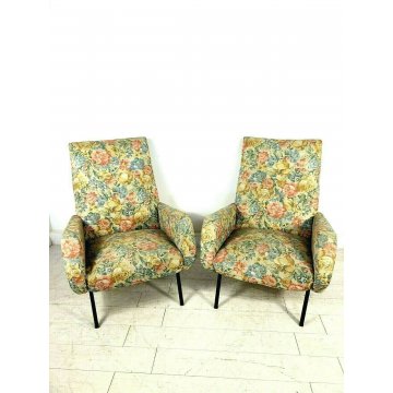 COPPIA POLTRONA DESIGN in STILE MARCO ZANUSO ARMCHAIR FAUTEUIL VINTAGE ANNI '60