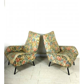 COPPIA POLTRONA DESIGN in STILE MARCO ZANUSO ARMCHAIR FAUTEUIL VINTAGE ANNI '60