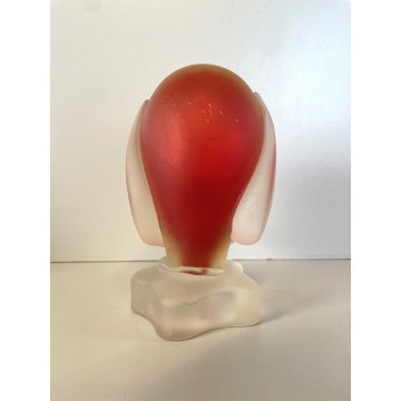 FIGURA CANE VETRO ROSSO SOMMERSO Murano DESIGN Seguso (?) VINTAGE FROSTED GLASS