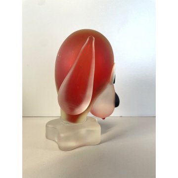 FIGURA CANE VETRO ROSSO SOMMERSO Murano DESIGN Seguso (?) VINTAGE FROSTED GLASS