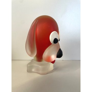 FIGURA CANE VETRO ROSSO SOMMERSO Murano DESIGN Seguso (?) VINTAGE FROSTED GLASS