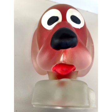 FIGURA CANE VETRO ROSSO SOMMERSO Murano DESIGN Seguso (?) VINTAGE FROSTED GLASS